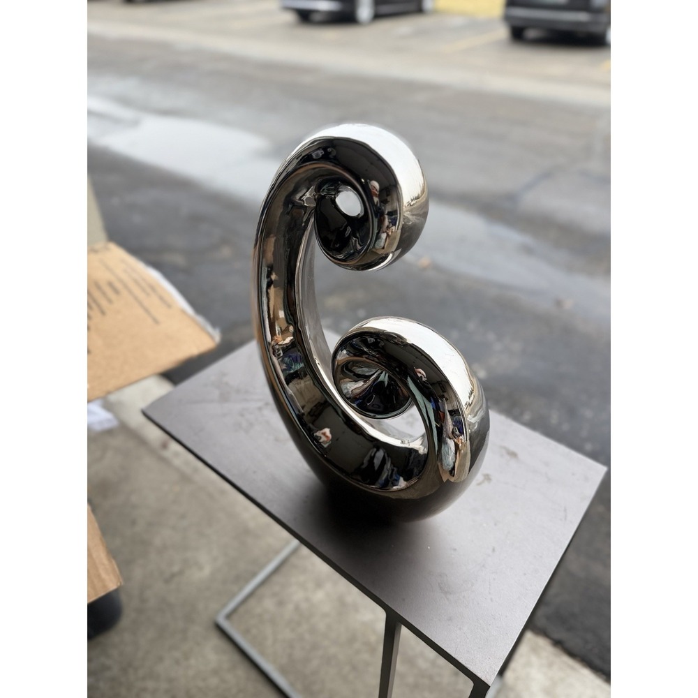 Modern Chrome Swirl Sculpture Abstract Home‎ Decor 14"